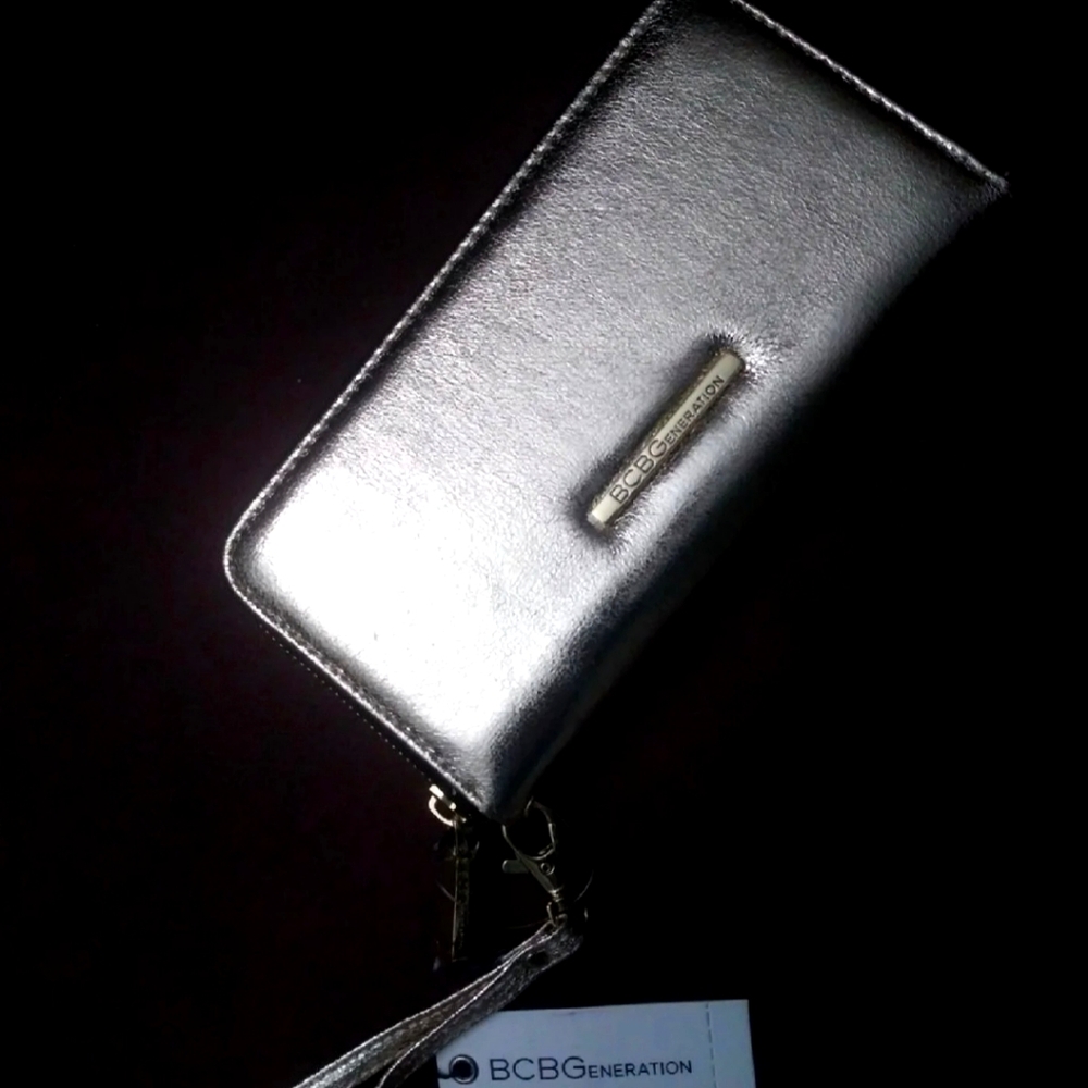 BCBGeneration metallic gold wristlet wallet